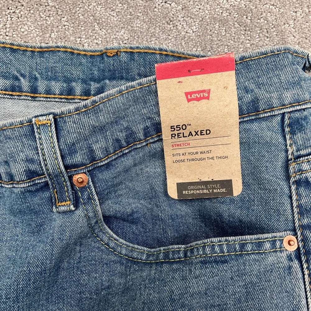 Levis 550 Jeans Mens 48W 27L Blue Relaxed Fit Stretch Denim‎ Striaght Leg High